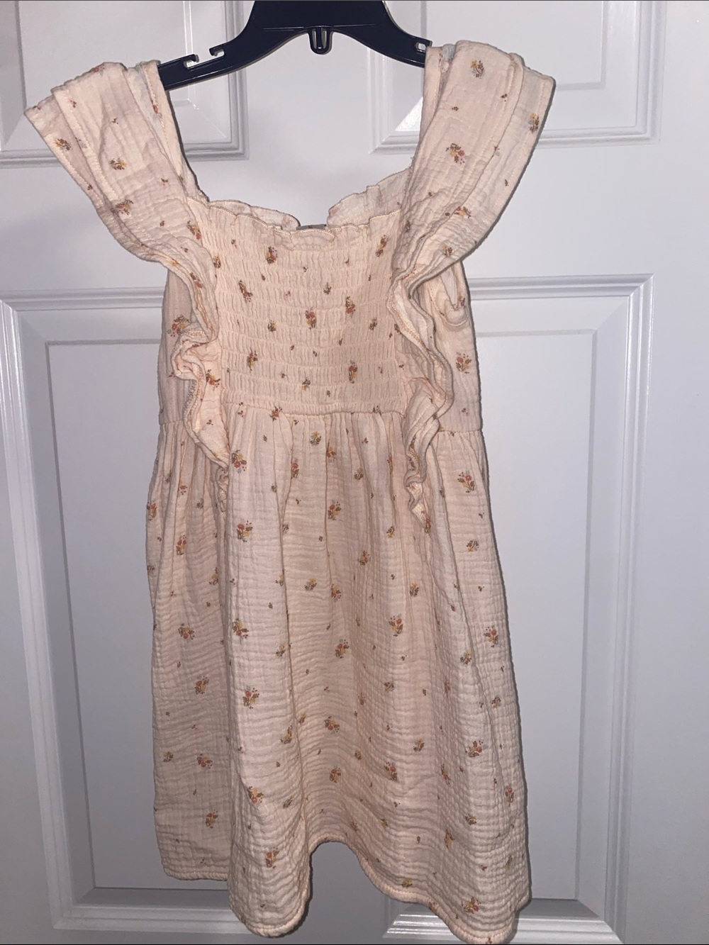 Girls Cream Floral Ruffle-Trim Sundress